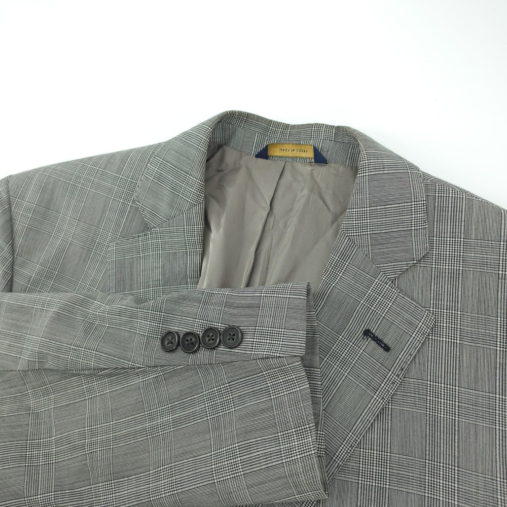 Brooks Brothers Mens Blazer Wool Grey Glen Plaid 43R Regent Fit Tollegno 1900